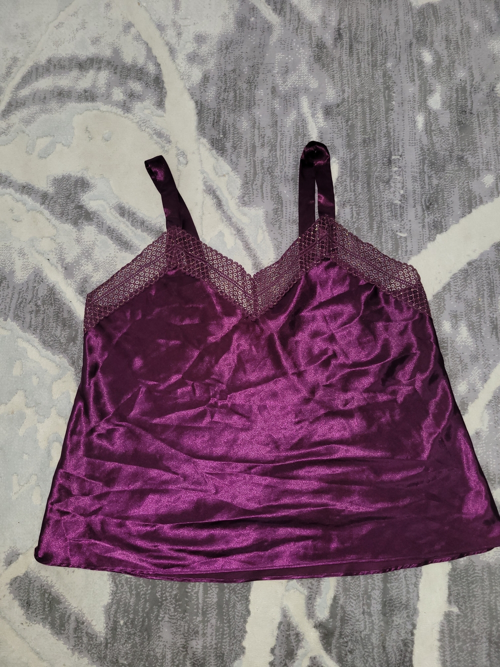 Purple Plum Satin Lace Trim Camisole Size XL